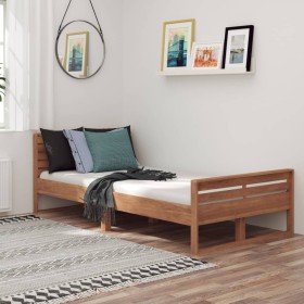 Solid teak wood bed frame 100x200 cm by vidaXL, Beds and slatted bases - Ref: Foro24-326261, Price: 205,99 €, Discount: %