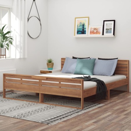 Estructura de cama de madera de teca maciza 180x200 cm de vidaXL, Camas y somieres - Ref: Foro24-326265, Precio: 345,94 €, De...