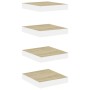 Floating wall shelf 4 units MDF oak and white 23x23.5x3.8 cm by vidaXL, Shelves and shelves - Ref: Foro24-326569, Price: 34,5...