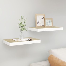 Floating wall shelf 2 units MDF oak and white 50x23x3.8 cm by vidaXL, Shelves and shelves - Ref: Foro24-326574, Price: 27,88 ...