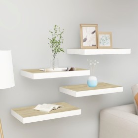 Floating wall shelves 4 pcs MDF oak and white 50x23x3.8 cm by vidaXL, Shelves and shelves - Ref: Foro24-326575, Price: 47,63 ...