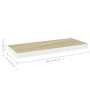 Schwebendes Wandregal MDF Eiche und weiß 60x23,5x3,8 cm von vidaXL, Regale und Regale - Ref: Foro24-326576, Preis: 21,21 €, R...