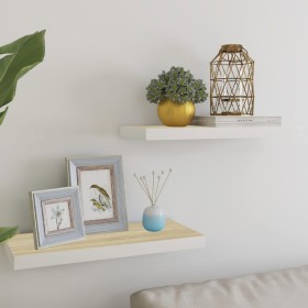 Floating wall shelf 2 pcs MDF oak and white 60x23.5x3.8 cm by vidaXL, Shelves and shelves - Ref: Foro24-326577, Price: 35,38 ...