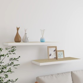 MDF oak and white floating wall shelf 80x23.5x3.8 cm by vidaXL, Shelves and shelves - Ref: Foro24-326580, Price: 36,01 €, Dis...