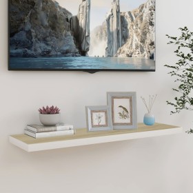 White and oak MDF floating wall shelf 90x23.5x3.8 cm by vidaXL, Shelves and shelves - Ref: Foro24-326582, Price: 26,09 €, Dis...