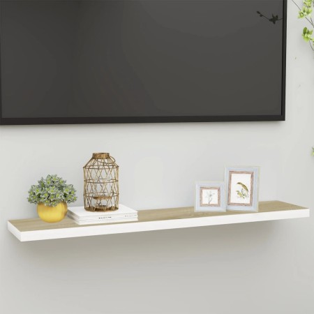 MDF oak and white floating wall shelf 120x23.5x3.8 cm by vidaXL, Shelves and shelves - Ref: Foro24-326585, Price: 31,06 €, Di...