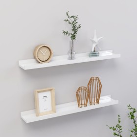 Wall shelves 2 units glossy white 60x9x3 cm by vidaXL, Shelves and shelves - Ref: Foro24-326649, Price: 19,99 €, Discount: %