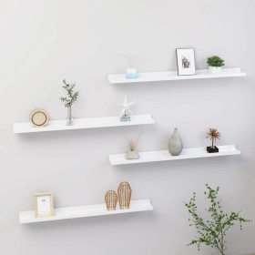 Wall shelves 4 units glossy white 80x9x3 cm by vidaXL, Shelves and shelves - Ref: Foro24-326655, Price: 36,83 €, Discount: %