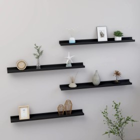 Estantes de pared 4 unidades negro 80x9x3 cm de vidaXL, Estantes y estanterías - Ref: Foro24-326669, Precio: 34,99 €, Descuen...