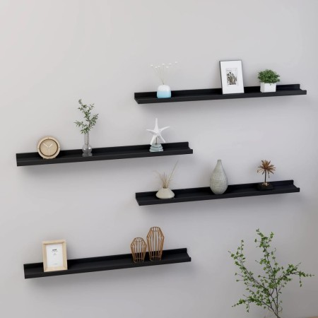 Wall shelves 4 units black 80x9x3 cm by vidaXL, Shelves and shelves - Ref: Foro24-326669, Price: 36,00 €, Discount: %