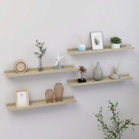 Wall shelves 4 units Sonoma oak 60x9x3 cm by vidaXL, Shelves and shelves - Ref: Foro24-326685, Price: 34,99 €, Discount: %