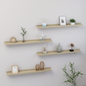 Wall shelves 4 units Sonoma oak 80x9x3 cm by vidaXL, Shelves and shelves - Ref: Foro24-326686, Price: 34,99 €, Discount: %