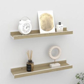 Wall shelves 2 units white and Sonoma oak 40x9x3 cm by vidaXL, Shelves and shelves - Ref: Foro24-326689, Price: 13,87 €, Disc...