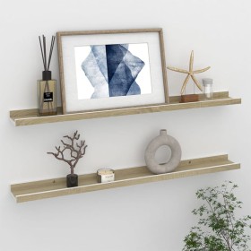 Wall shelves 2 units white and Sonoma oak 80x9x3 cm by vidaXL, Shelves and shelves - Ref: Foro24-326691, Price: 23,73 €, Disc...