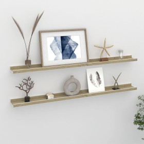 Wall shelves 2 units white and Sonoma oak 100x9x3 cm by vidaXL, Shelves and shelves - Ref: Foro24-326692, Price: 25,06 €, Dis...