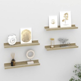 Wall shelves 4 units white and Sonoma oak 40x9x3 cm by vidaXL, Shelves and shelves - Ref: Foro24-326694, Price: 25,05 €, Disc...