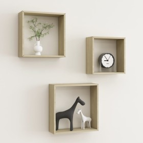 Cube wall shelves 3 units Sonoma oak by vidaXL, Shelves and shelves - Ref: Foro24-326719, Price: 29,74 €, Discount: %