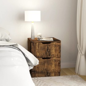 Smoked oak engineered wood bedside table 40x40x50 cm by vidaXL, Nightstands - Ref: Foro24-326739, Price: 48,18 €, Discount: %