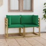 Corner garden sofa cushions 2 pcs green impregnated wood by vidaXL, Garden sets - Ref: Foro24-3065084, Price: 131,22 €, Disco...