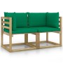 Corner garden sofa cushions 2 pcs green impregnated wood by vidaXL, Garden sets - Ref: Foro24-3065084, Price: 131,22 €, Disco...