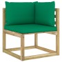 Corner garden sofa cushions 2 pcs green impregnated wood by vidaXL, Garden sets - Ref: Foro24-3065084, Price: 131,22 €, Disco...