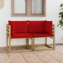 Eck Garten Sofa Kissen 2 Stück grün imprägniertes Holz von vidaXL, Gartensets - Ref: Foro24-3065114, Preis: 131,22 €, Rabatt: %