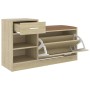 Shoe bench engineered wood Sonoma oak 94.5x31x57 cm by vidaXL, Shoe racks and shoe organizers - Ref: Foro24-326744, Price: 10...