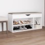 Schuhbank mit weißem Holzwerkstoffkissen 104x30x49 cm von vidaXL, Schuhregale und Schuhorganisatoren - Ref: Foro24-326750, Pr...