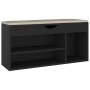 Shoe bench with black engineered wood cushion 104x30x49 cm by vidaXL, Shoe racks and shoe organizers - Ref: Foro24-326751, Pr...