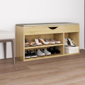 Shoe bench with Sonoma engineered wood cushion 104x30x49 cm by vidaXL, Shoe racks and shoe organizers - Ref: Foro24-326753, P...