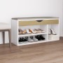 Shoe bench with cushion engineered wood white/sonoma oak by vidaXL, Shoe racks and shoe organizers - Ref: Foro24-326755, Pric...