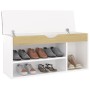 Shoe bench with cushion engineered wood white/sonoma oak by vidaXL, Shoe racks and shoe organizers - Ref: Foro24-326755, Pric...