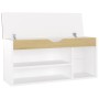 Shoe bench with cushion engineered wood white/sonoma oak by vidaXL, Shoe racks and shoe organizers - Ref: Foro24-326755, Pric...