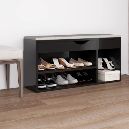 vi Banco zapatero con cojín madera ingeniería negro brillo de vidaXL, Zapateros y organizadores de calzado - Ref: Foro24-3267...