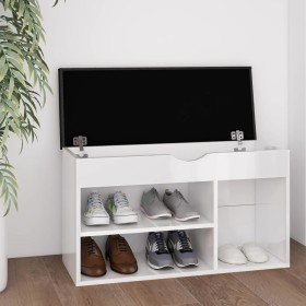 Shoe bench with glossy white engineered wood cushion by vidaXL, Shoe racks and shoe organizers - Ref: Foro24-326765, Price: 7...