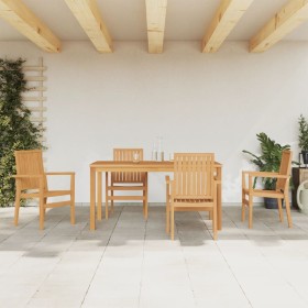 5-piece solid teak wood garden dining set by vidaXL, Garden sets - Ref: Foro24-3157915, Price: 765,99 €, Discount: %