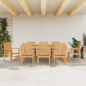 9-piece solid teak wood dining set for garden by vidaXL, Garden sets - Ref: Foro24-3157922, Price: 1,00 €, Discount: %