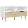 Engineered wood TV stand in white and oak, 90x40x48.5 cm by vidaXL, TV Furniture - Ref: Foro24-326782, Price: 118,04 €, Disco...