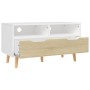 Engineered wood TV stand in white and oak, 90x40x48.5 cm by vidaXL, TV Furniture - Ref: Foro24-326782, Price: 118,04 €, Disco...