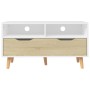 Engineered wood TV stand in white and oak, 90x40x48.5 cm by vidaXL, TV Furniture - Ref: Foro24-326782, Price: 118,04 €, Disco...