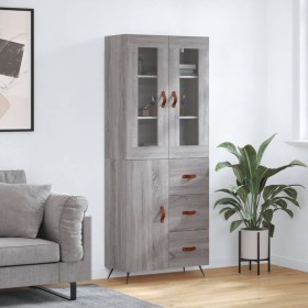 High sideboard sonoma gray plywood 69.5x34x180 cm by vidaXL, Sideboards - Ref: Foro24-3198447, Price: 169,99 €, Discount: %