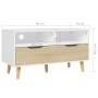 Engineered wood TV stand in white and oak, 90x40x48.5 cm by vidaXL, TV Furniture - Ref: Foro24-326782, Price: 118,04 €, Disco...