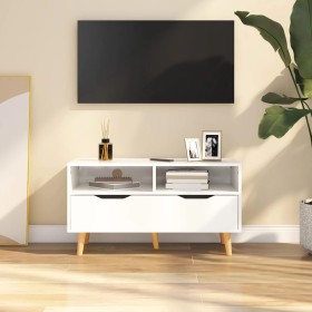 Mueble de TV madera de ingeniería blanco brillo 90x40x48,5 cm de vidaXL, Muebles TV - Ref: Foro24-326783, Precio: 81,06 €, De...