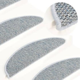 Self-adhesive sisal stair mat 15 pcs blue 56x17x3 cm by vidaXL, Stair mats - Ref: Foro24-326862, Price: 68,87 €, Discount: %