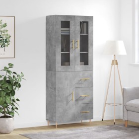 Concrete gray plywood tall sideboard 69.5x34x180 cm by vidaXL, Sideboards - Ref: Foro24-3198461, Price: 170,99 €, Discount: %