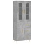 Aparador alto madera contrachapada gris hormigón 69,5x34x180 cm de vidaXL, Aparadores - Ref: Foro24-3198461, Precio: 170,54 €...