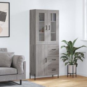 Aparador alto madera contrachapada gris sonoma 69,5x34x180 cm de vidaXL, Aparadores - Ref: Foro24-3198479, Precio: 190,56 €, ...