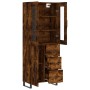 Aparador alto madera contrachapada roble ahumado 69,5x34x180 cm de vidaXL, Aparadores - Ref: Foro24-3198494, Precio: 182,11 €...