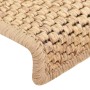 Alfombrilla autoadhesiva escalera sisal 15 uds beige 65x21x4 cm de vidaXL, Alfombrillas para escalones - Ref: Foro24-326892, ...