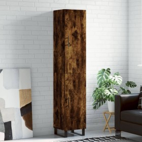 Aparador de madera contrachapada roble ahumado 34,5x34x180 cm de vidaXL, Aparadores - Ref: Foro24-3198814, Precio: 102,99 €, ...